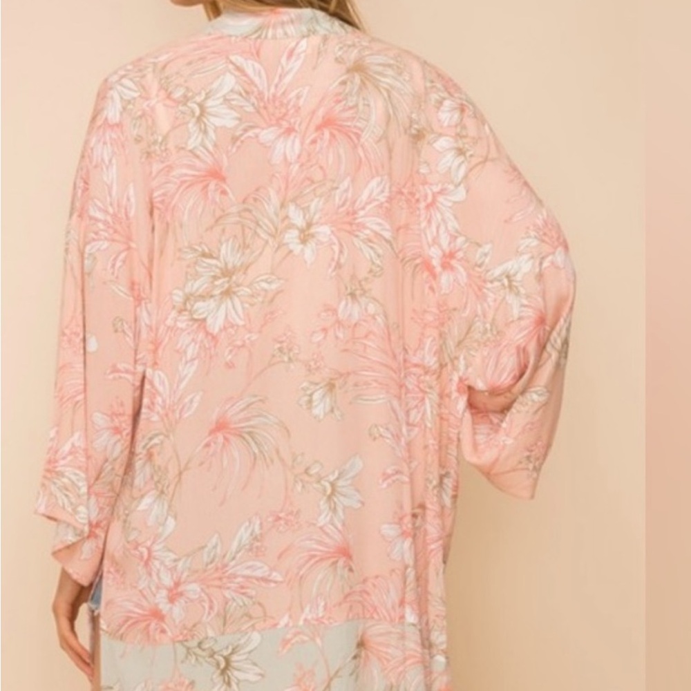 Hem & Thread Floral Pink Kimono /Cover-Up New condition - Picture 2 of 5